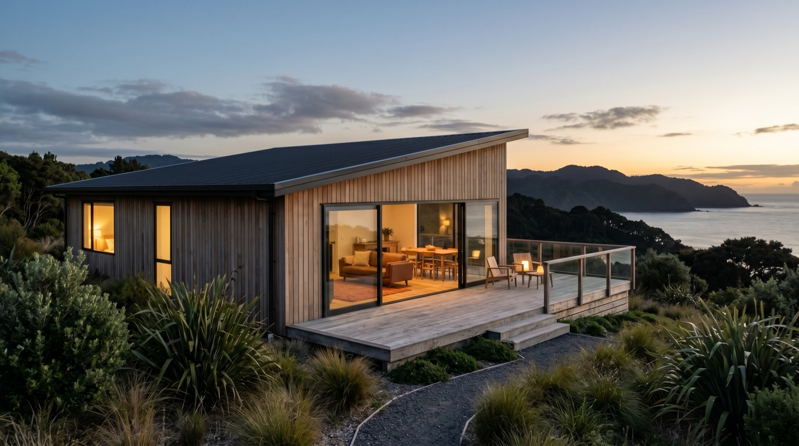 A Seventy small home at dusk